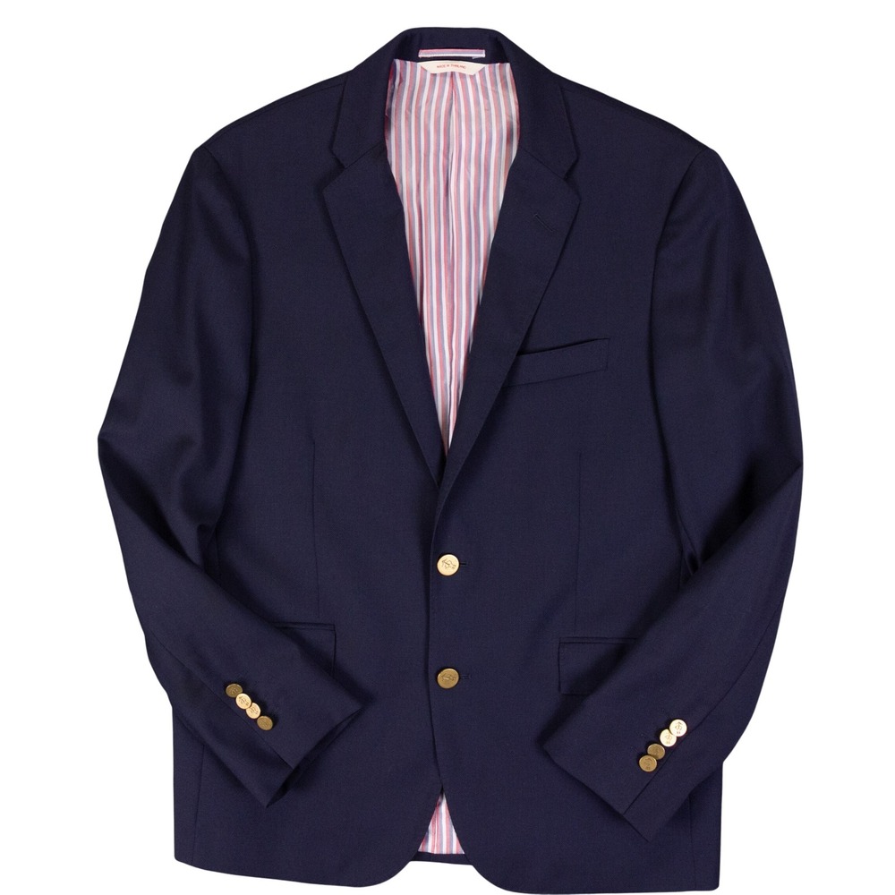 Brooks Brothers Red Fleece Gold Buttons Blazer Mens 40S Navy Blue Wool Marzotto